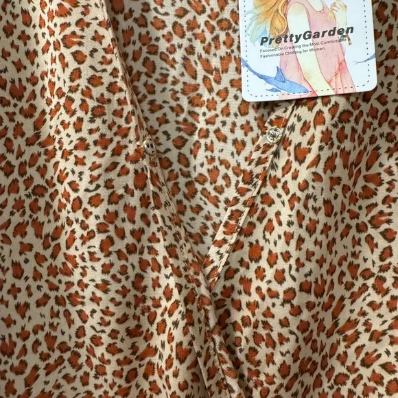 Printed Short-Sleeve Midi Dress in Brown - Picture 5 of 7